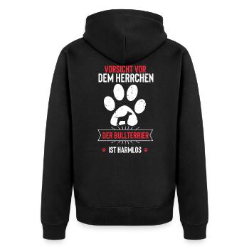 Bullterrier - Unisex Premium Bio Zip Hoodie - Schwarz - Hinten - Nico (187cm)