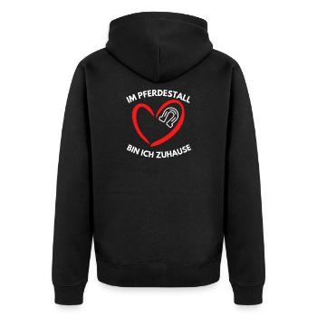Reiten Pferdestall zuhause Pferd liebe geschenk - Unisex Premium Bio Zip Hoodie - Schwarz - Hinten - Nico (187cm)