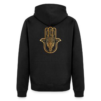 Main Hamsa dorée - Veste à capuche bio Premium Unisexe - noir - Dos - Nico (187cm)
