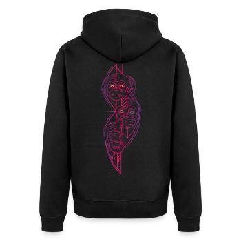Three wise Monkeys Pink | Drei weise Affen pink - Unisex Premium Bio Zip Hoodie - Schwarz - Hinten - Nico (187cm)