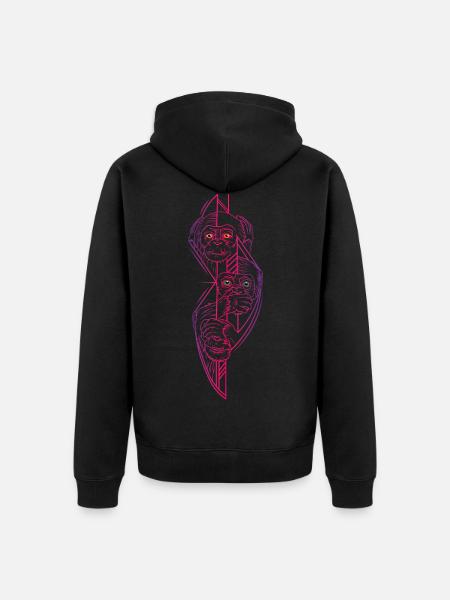 Drie wijze Monkeys Pink | Drie wijze apen roze - Uniseks Premium bio ziphoodie - zwart