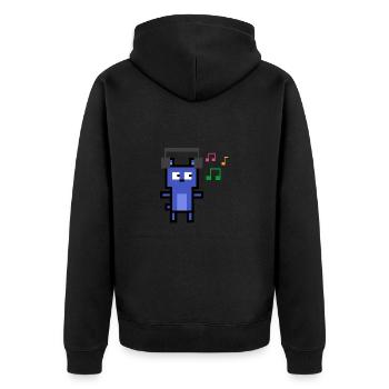 Bluebear listens to music - Unisex Premium Organic Zip Hoodie - black - Back - Nico (187cm)