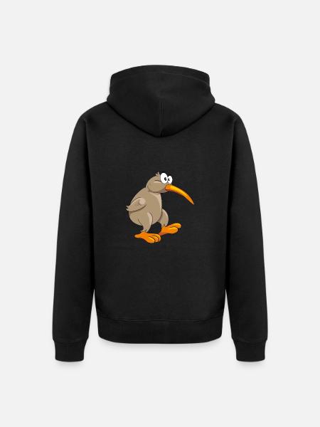 Pensive funny kiwi bird - Unisex Premium Organic Zip Hoodie - black