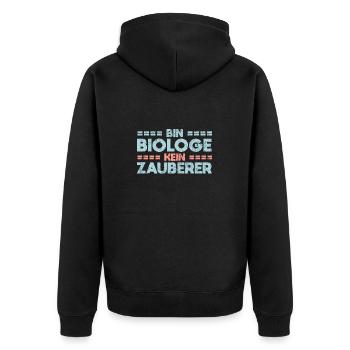 Bin Biologe, Kein Zauberer - Unisex Premium Bio Zip Hoodie - Schwarz - Hinten - Nico (187cm)