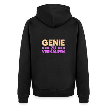 Genie Zu Verkaufen - Unisex Premium Bio Zip Hoodie - Schwarz - Hinten - Nico (187cm)
