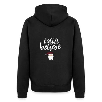 I still believe - Unisex Premium Bio Zip Hoodie - Schwarz - Hinten - Nico (187cm)