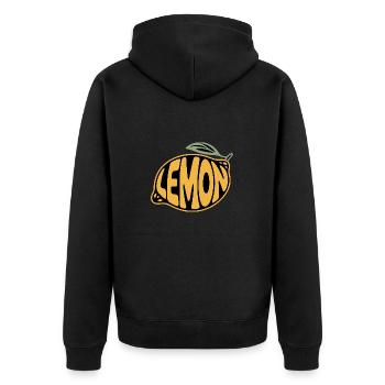 Lemon - Cool Fruit Logo - Unisex Premium Organic Zip Hoodie - black - Back - Nico (187cm)