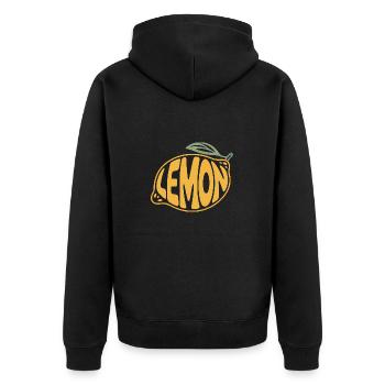 Zitrone - Cooles Frucht-Logo - Unisex Premium Bio Zip Hoodie - Schwarz - Hinten - Nico (187cm)