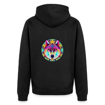 WOLF - Spirit Guide - Unisex Premium Bio Zip Hoodie - Schwarz - Hinten - Nico (187cm)