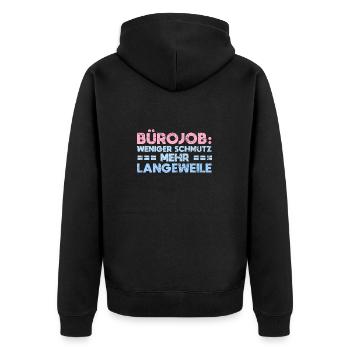 Bürojob: Weniger Schmutz, Mehr Langeweile - Unisex Premium Bio Zip Hoodie - Schwarz - Hinten - Nico (187cm)
