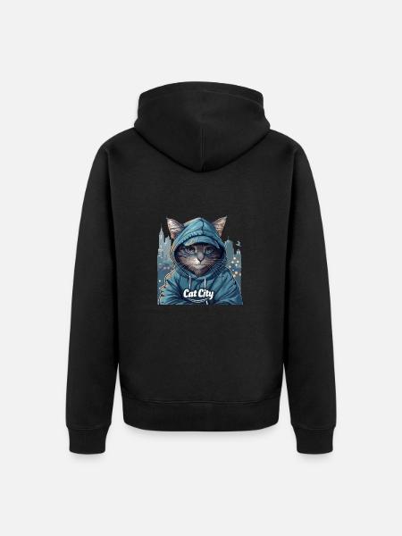 Ronronnements : Cat City Fashion pour les tendances - Veste à capuche bio Premium Unisexe - noir