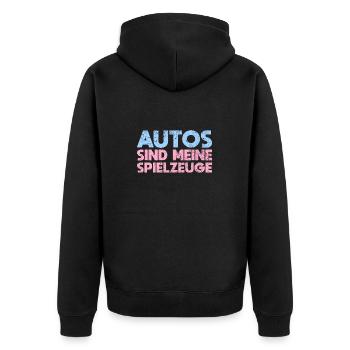 Autos Sind Meine Spielzeuge - Unisex Premium Bio Zip Hoodie - Schwarz - Hinten - Nico (187cm)