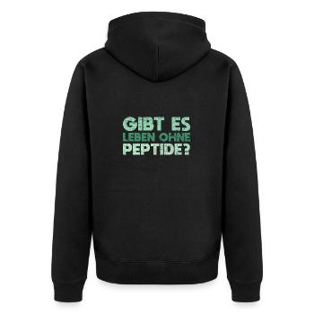 Gibt Es Leben Ohne Peptide? - Unisex Premium Bio Zip Hoodie - Schwarz - Hinten - Nico (187cm)