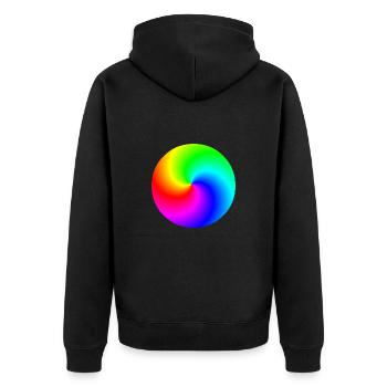 Idée cadeau colorée arc-en-ciel en spirale - Veste à capuche bio Premium Unisexe - noir - Dos - Nico (187cm)