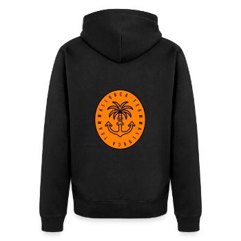 Mallorca Team Anker Palme Herz - Unisex Premium Bio Zip Hoodie - Schwarz - Hinten - Nico (187cm)