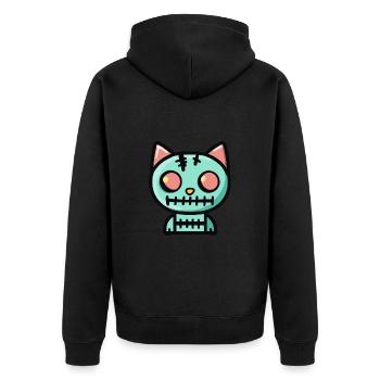 Katze Halloween Lustig - Unisex Premium Bio Zip Hoodie - Schwarz - Hinten - Nico (187cm)