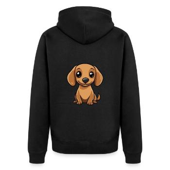 Dackel DachsHund Comic Baby - Unisex Premium Bio Zip Hoodie - Schwarz - Hinten - Nico (187cm)