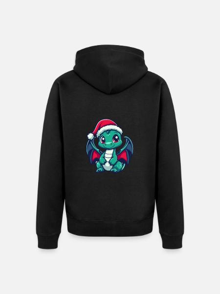 Dragon Noël Mignon - Veste à capuche bio Premium Unisexe - noir