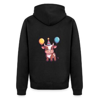 Stier Geburtstag Baby - Unisex Premium Bio Zip Hoodie - Schwarz - Hinten - Nico (187cm)
