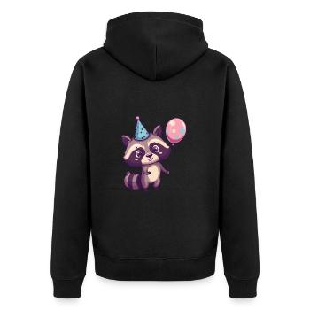 Raton laveur anniversaire bébé - Veste à capuche bio Premium Unisexe - noir - Dos - Nico (187cm)
