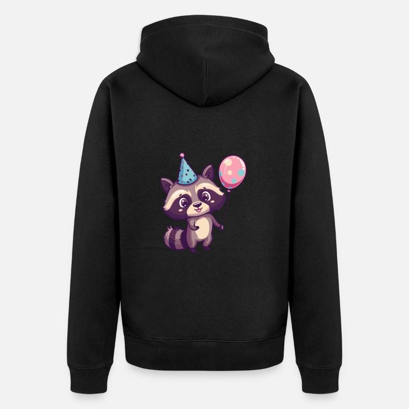 Raton laveur anniversaire bébé - Veste à capuche bio Premium Unisexe - noir