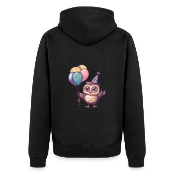 hibou anniversaire bébé - Veste à capuche bio Premium Unisexe - noir - Dos - Nico (187cm)