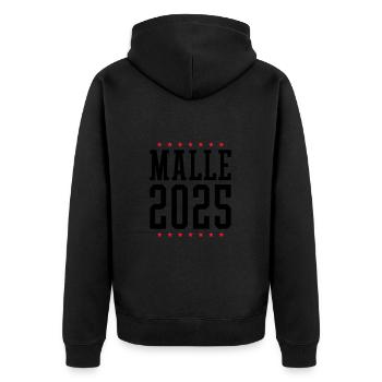 Malle 2025 Mallorca - Unisex Premium Organic Zip Hoodie - black - Back - Nico (187cm)