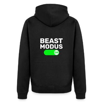 BEAST MODUS ON - FITNESS - GYM - ENTRAÎNEMENT - SPORT - Veste à capuche bio Premium Unisexe - noir - Dos - Nico (187cm)