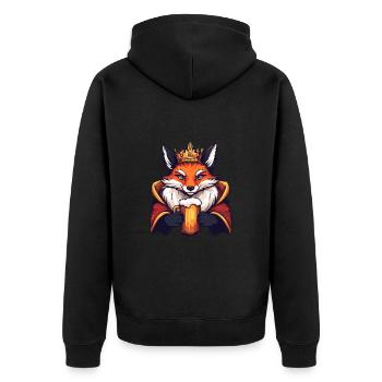 Fuchs Bier Lustig - Unisex Premium Bio Zip Hoodie - Schwarz - Hinten - Nico (187cm)