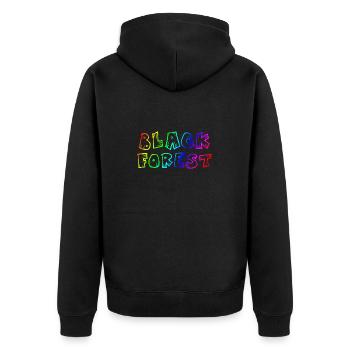 Schwarzwald | Gebirge | Wandern | Urlaub - Unisex Premium Bio Zip Hoodie - Schwarz - Hinten - Nico (187cm)