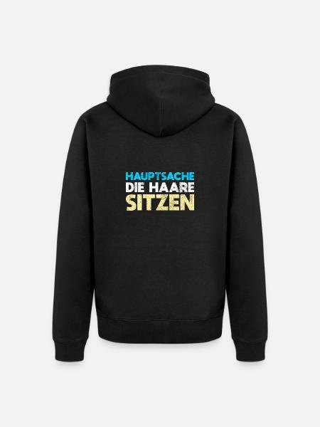 Hauptsache, Die Haare Sitzen - Unisex Premium Bio Zip Hoodie - Schwarz