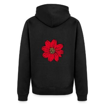 Blume rot rote Blume Blumen Geschenk - Unisex Premium Bio Zip Hoodie - Schwarz - Hinten - Nico (187cm)