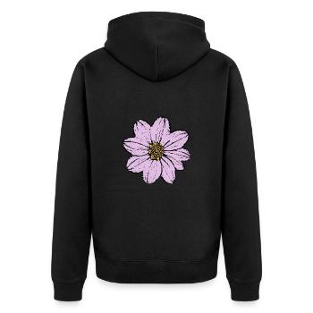 Blume Blüte pastell violett flieder - Unisex Premium Bio Zip Hoodie - Schwarz - Hinten - Nico (187cm)
