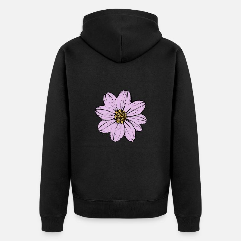 fleur, fleur, pastel, violet, lilas - Veste à capuche bio Premium Unisexe - noir