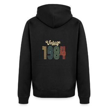 40ème Anniversaire Millésime 1984 - Veste à capuche bio Premium Unisexe - noir - Dos - Nico (187cm)