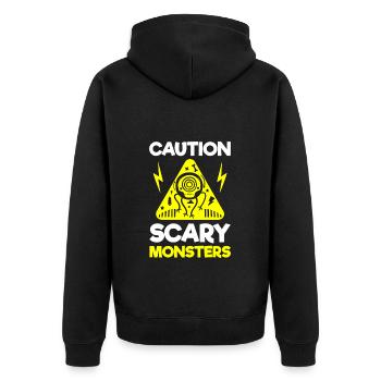 Monster Niedlich Bunt Bruder - Unisex Premium Bio Zip Hoodie - Schwarz - Hinten - Nico (187cm)