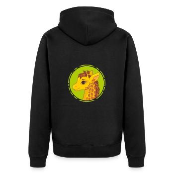 Portrait d’une girafe de dessin animé souriante - Veste à capuche bio Premium Unisexe - noir - Dos - Nico (187cm)