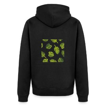Motif avec feuilles tropicales - Veste à capuche bio Premium Unisexe - noir - Dos - Nico (187cm)