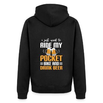 Motocross Bikerin Matsch - Unisex Premium Bio Zip Hoodie - Schwarz - Hinten - Nico (187cm)