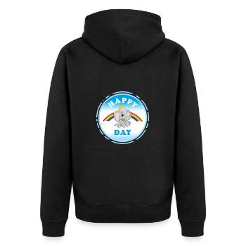 Bébé éléphant souriant assis sur un arc-en-ciel - Veste à capuche bio Premium Unisexe - noir - Dos - Nico (187cm)