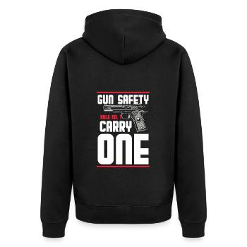Waffen Munition Waffenbesitzer Freiheit - Unisex Premium Bio Zip Hoodie - Schwarz - Hinten - Nico (187cm)