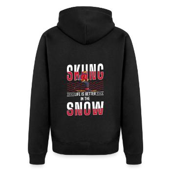 Wintersport Alpen Snowboard Abfahrt - Unisex Premium Bio Zip Hoodie - Schwarz - Hinten - Nico (187cm)