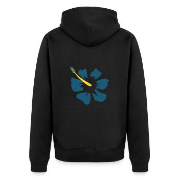 Hibiskus. blaue Hibiskusblüte - Unisex Premium Bio Zip Hoodie - Schwarz - Hinten - Nico (187cm)
