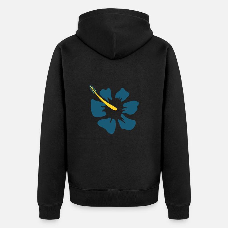 Hibiscus. fleur d’hibiscus bleue - Veste à capuche bio Premium Unisexe - noir