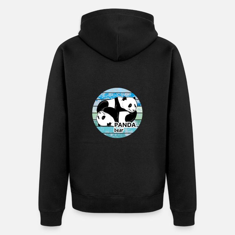 Mignons pandas ours - Veste à capuche bio Premium Unisexe - noir