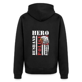 Polizist Tatort Sicherheit - Unisex Premium Bio Zip Hoodie - Schwarz - Hinten - Nico (187cm)