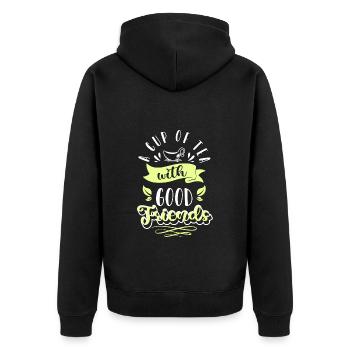 Teacup Tea Lovers Teas - Unisex Premium Organic Zip Hoodie - black - Back - Nico (187cm)