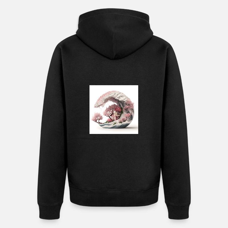 Vague de Sakura V1 - Veste à capuche bio Premium Unisexe - noir