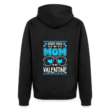 Romantisch Freund Verliebt - Unisex Premium Bio Zip Hoodie - Schwarz - Hinten - Nico (187cm)