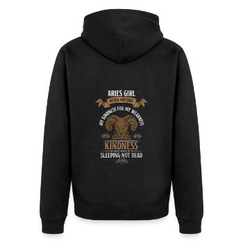 Widder Sterne Element - Unisex Premium Bio Zip Hoodie - Schwarz - Hinten - Nico (187cm)